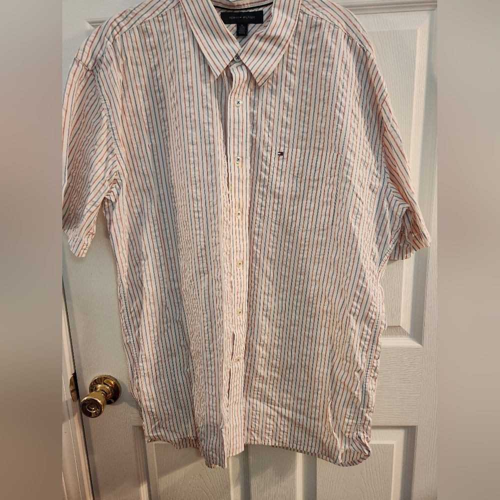 Tommy Hilfiger Striped Short Sleeve Shirt, sz XL